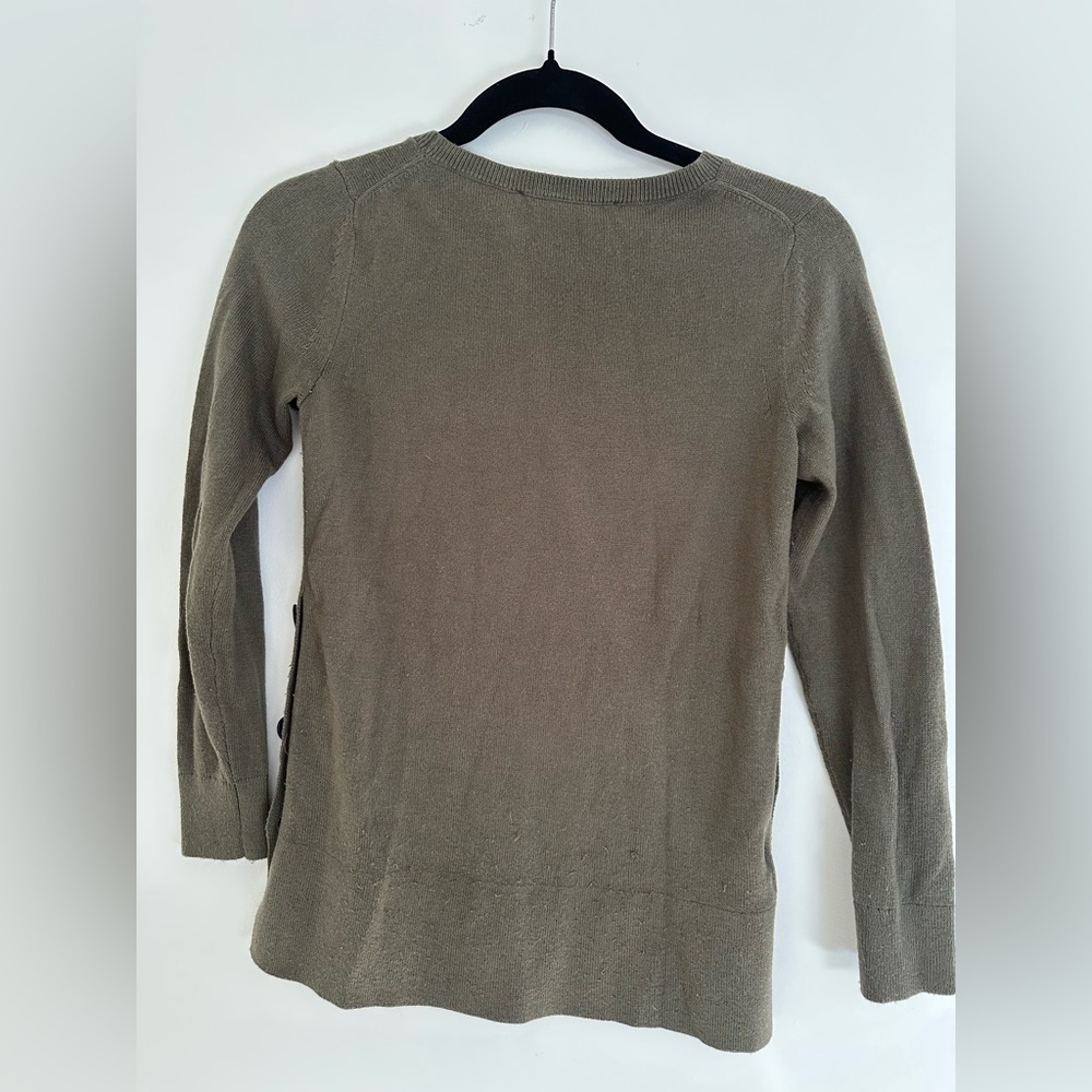 Loft Olive Green Side-Button Pullover Sweater | X… - image 3